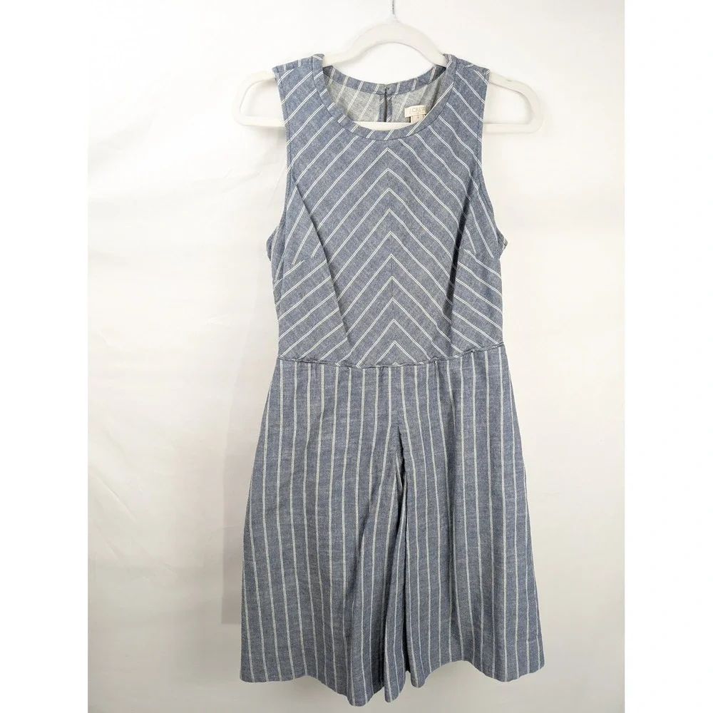 J‎ Crew Striped 100% Cotton Sleeveless Mini Dress Size 6 Blue Coastal Nautical
